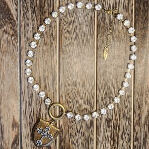 Plunder Design crystal choker with shield pendant